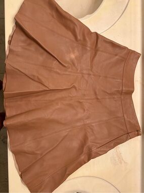 Flared Faux Leather Skirt in Camel
